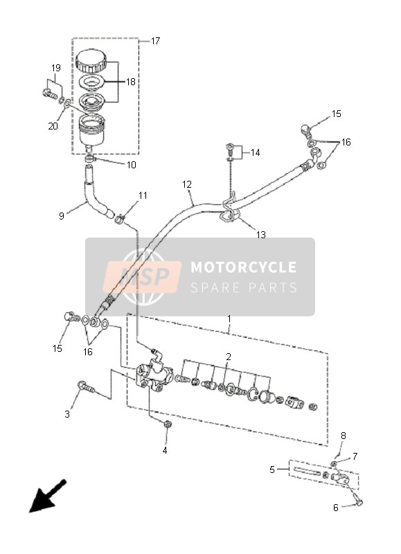 Yamaha TZR50 2006 Rear Master Cylinder for a 2006 Yamaha TZR50